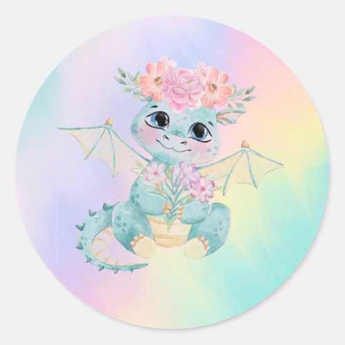 Cute little Dragon BirthdayBaby Shower  Classic Round Sticker