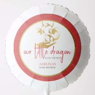 Cute Little Dragon Is On The Way Red Baby Shower Balloon