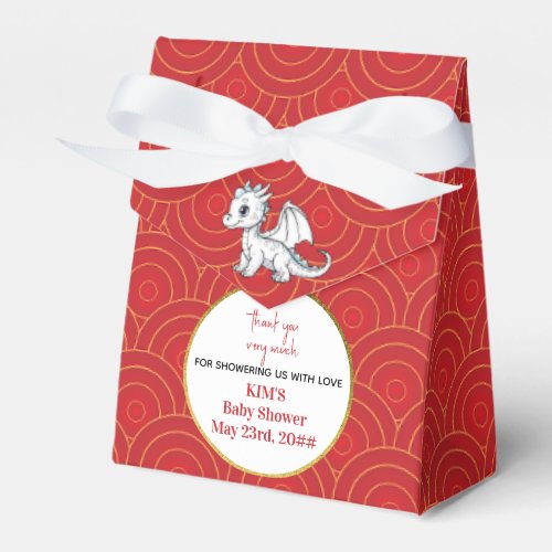 Cute Little Dragon Is On The Way Red Baby Shower Favor Boxes