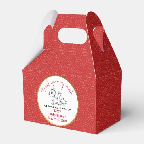 Cute Little Dragon Is On The Way Red Baby Shower Favor Boxes