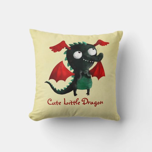 Cute Little Dragon Throw Pillow