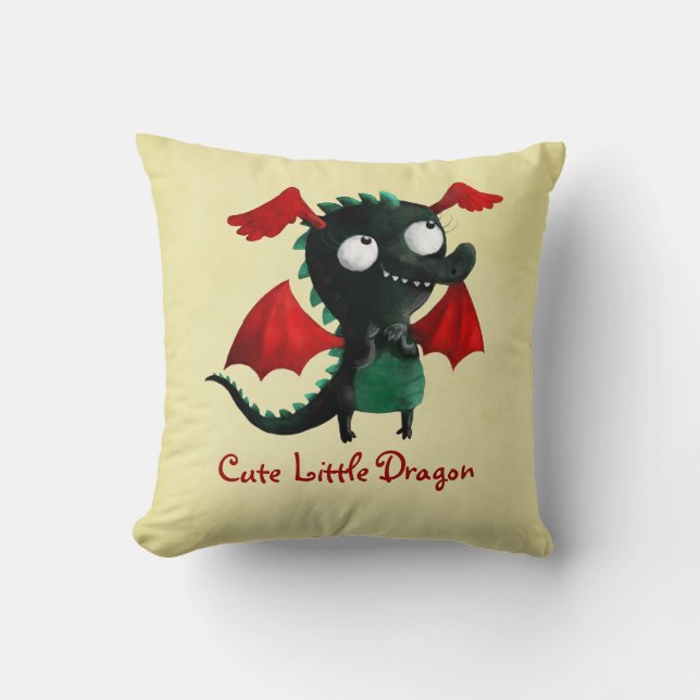 Cute Little Dragon Throw Pillow (Front)