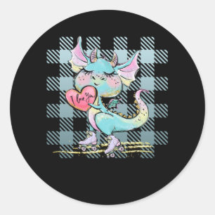 Cute Little dragon with I Love You Heart Classic Round Sticker