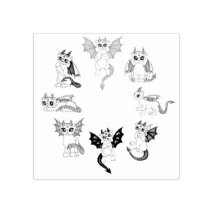 cute little Dragons Rubber Stamp