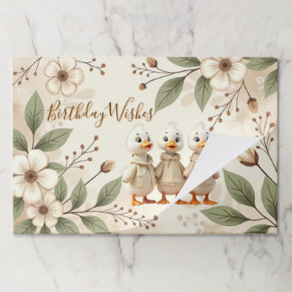 Cute Little Duck And Floral Paper Pad