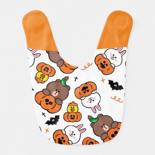 Cute Little Duck Bear and Rabbit at Halloween  Baby Bib