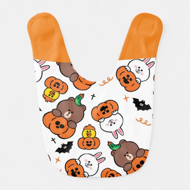 Cute Little Duck, Bear and Rabbit at Halloween  Baby Bib (Front)