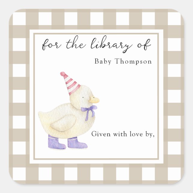 Cute Little Duck - For the library of Square Sticker (Front)