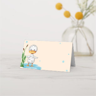 Cute little duck in a pond baby shower place card