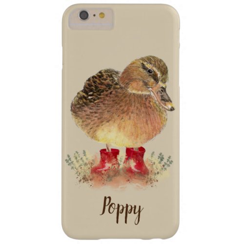 Cute Little Duck in Red Rubber Boots Fun Bird Art Barely There iPhone 6 Plus Case