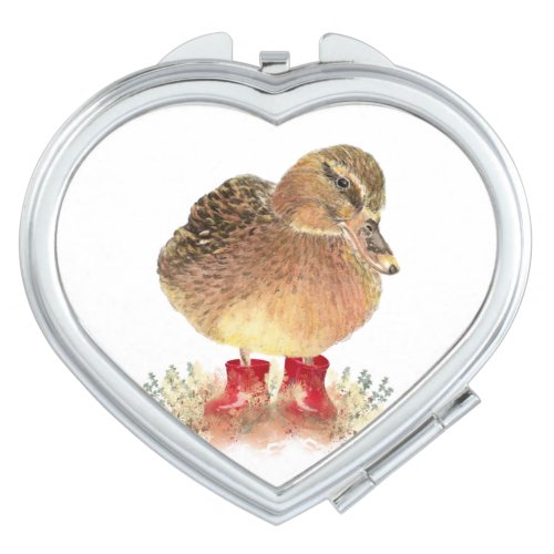 Cute Little Duck in Red Rubber Boots Fun Mirror For Makeup