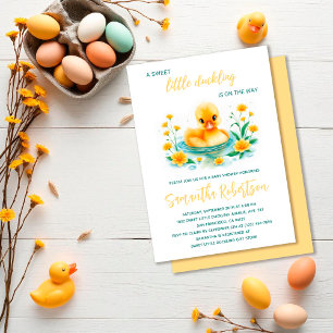 Cute Little Duckling Is On The Way Baby Shower Invitation