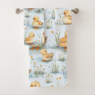 Cute Little Duckling Pattern Bath Towel Set