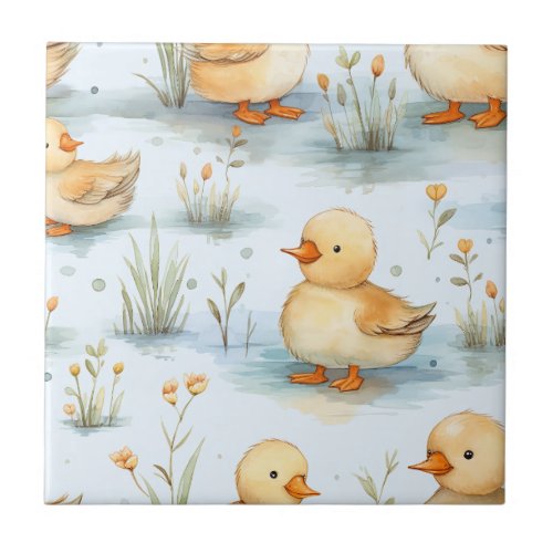 Cute Little Duckling Pattern Ceramic Tile