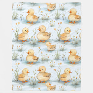 Cute Little Duckling Pattern Fleece Blanket