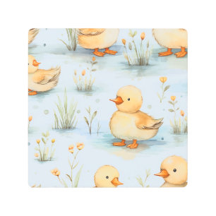 Cute Little Duckling Pattern Metal Print
