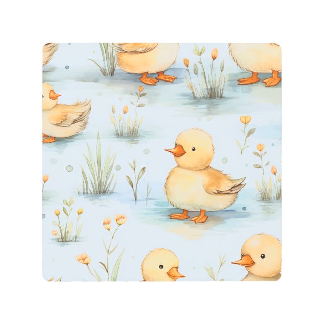 Cute Little Duckling Pattern Metal Print (Front)
