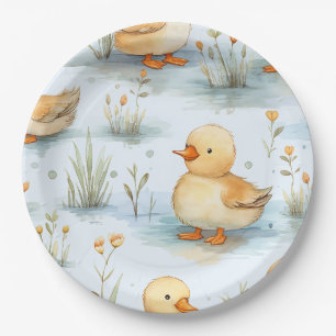 Cute Little Duckling Pattern Paper Plates