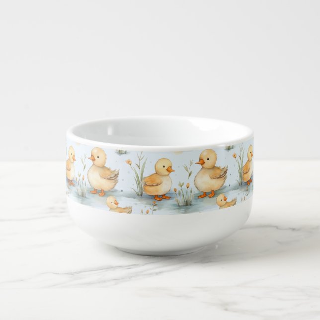 Cute Little Duckling Pattern Soup Mug (Front)