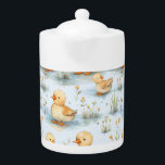 Cute Little Duckling Pattern Teapot<br><div class="desc">Cute little ducklings in a pond... soft and cuddly baby ducks. 

Add your own text,  make it yours!</div>