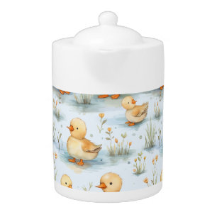 Cute Little Duckling Pattern Teapot