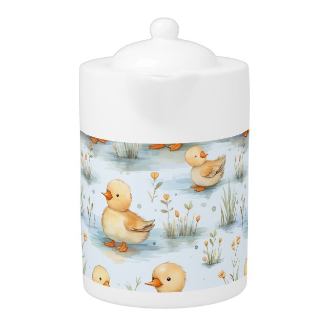 Cute Little Duckling Pattern Teapot (Front)
