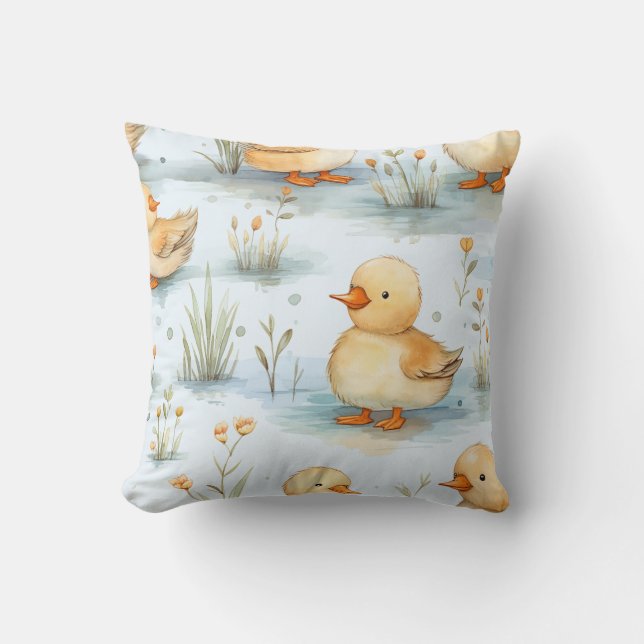 Cute Little Duckling Pattern Throw Pillow (Front)