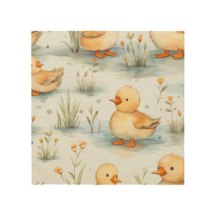 Cute Little Duckling Pattern Wood Wall Art