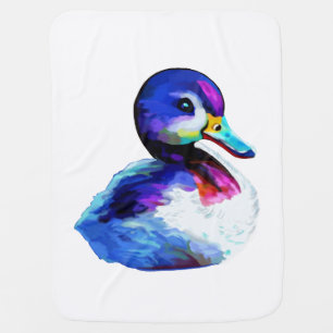 Cute little duckling watercolor baby blanket