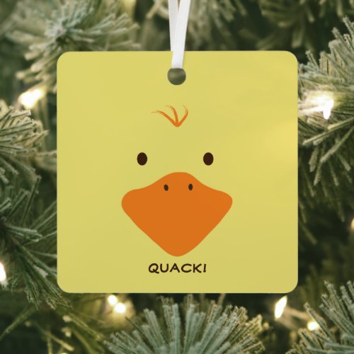 Cute Little Ducky Face Metal Ornament