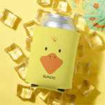 Cute Little Ducky Face Personalized Text Can Cooler at Zazzle