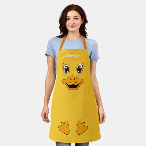 Cute Little Ducky Yellow Duck Face All_Over Print Apron