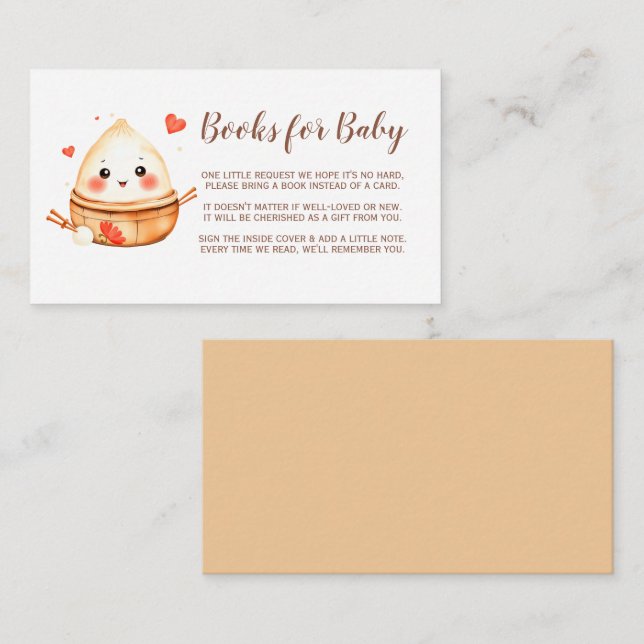 Cute Little Dumpling Baby Shower Books for Baby  Enclosure Card (Front/Back)