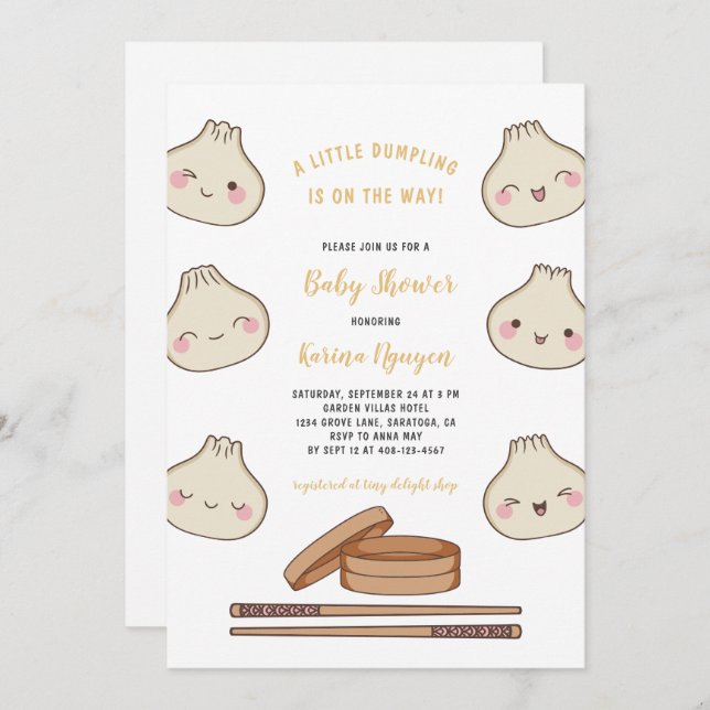 Cute Little Dumpling Baby Shower Invitation (Front/Back)