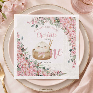 Cute Little Dumpling Cherry Blossoms 1st Birthday Napkins