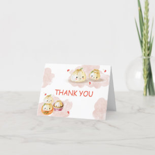 Cute Little Dumpling Mushroom Baby Shower Letterpress Thank You Card