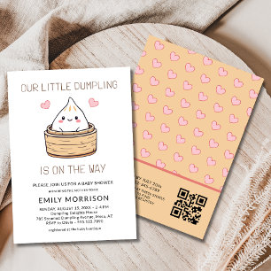 Cute Little Dumpling QR Code Baby Shower Invitation