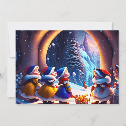 Cute little dwarfs expect Christmas Eve  Holiday Card