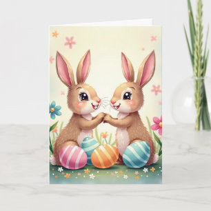 Cute Little Easter Bunnies Holiday Card