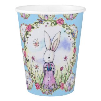 Cute Little Easter Bunny and Eggs Paper Cup