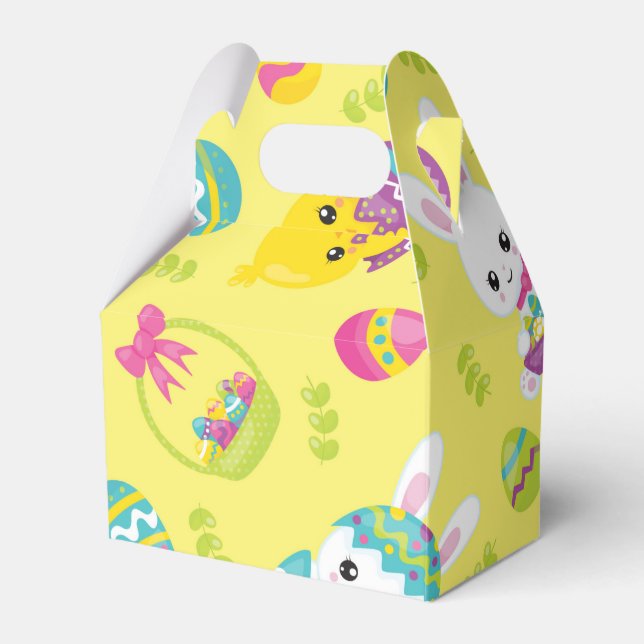 Cute Little Easter Bunny Egg Pattern Gift Favor Boxes (Front Side)