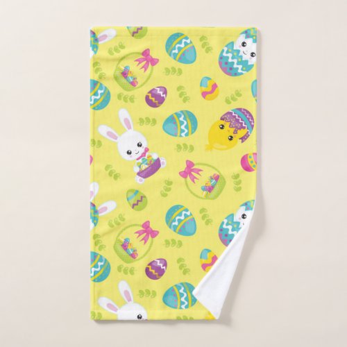 Cute Little Easter Bunny Egg Pattern Gift Hand Towel