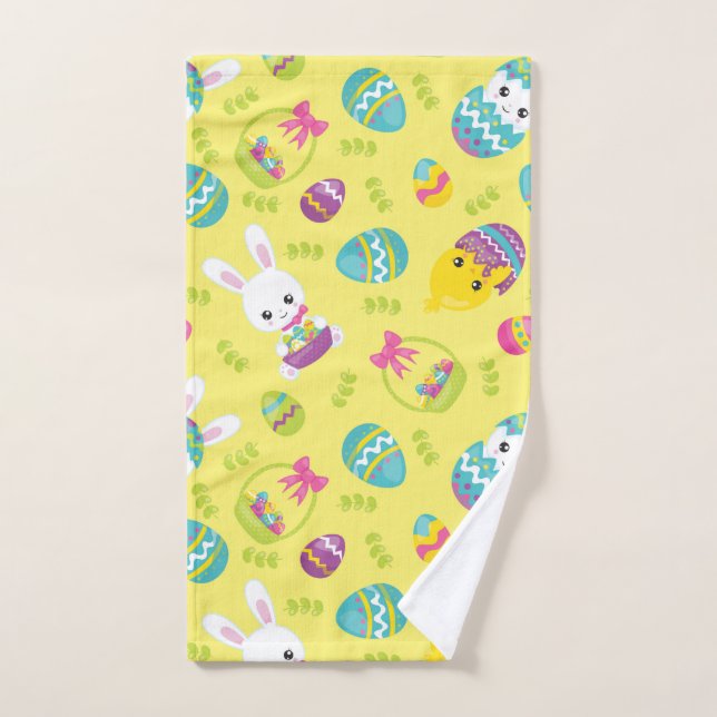 Cute Little Easter Bunny Egg Pattern Gift Hand Towel (Hand Towel)
