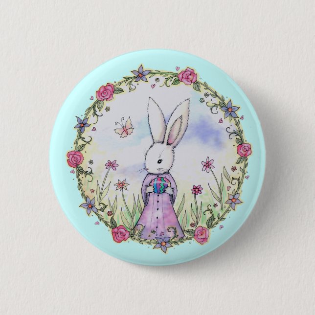 Cute Little Easter Bunny Pinback Button (Front)