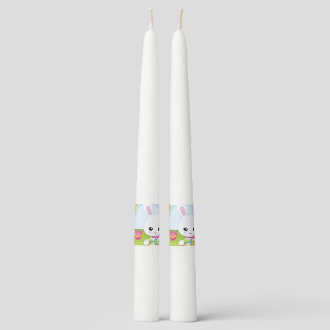 Cute Little Easter Bunny Taper Candle (Front)