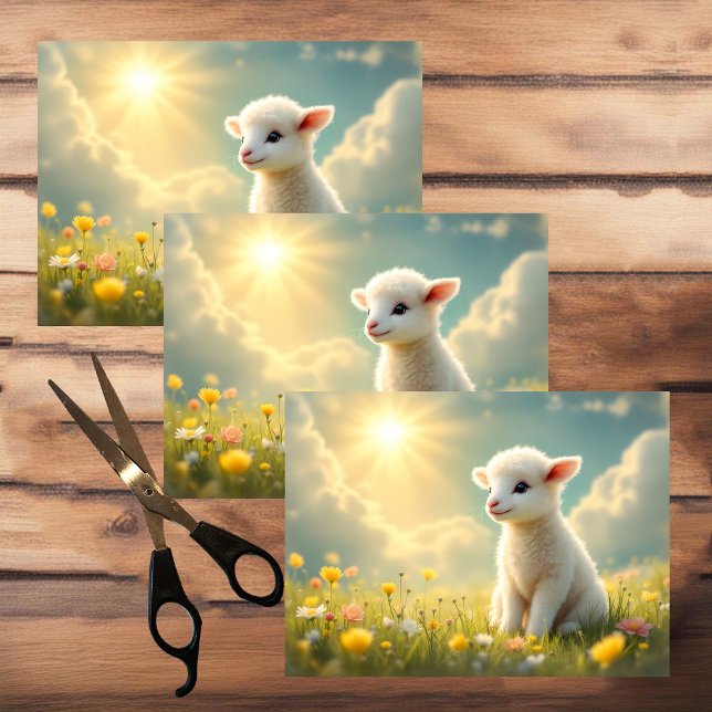 Cute little Easter lamb in a flower meadow Tissue Paper (Creator Uploaded)