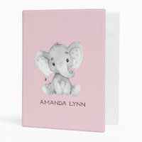 Cute Little Elephant Girls Baby Photo Album 3 Ring Mini Binder