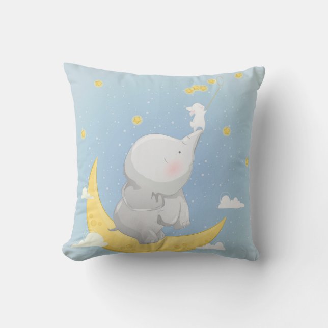Cute Little Elephant Throw Pillow (Front)
