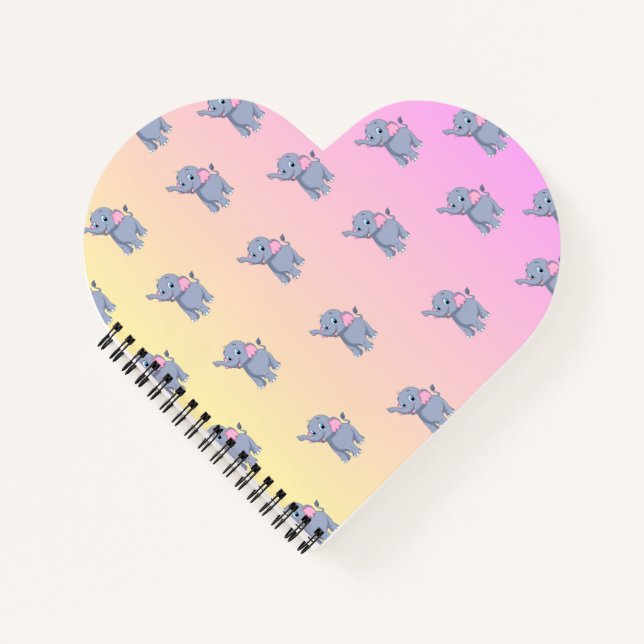 cute little elephante pink gray  notebook (Front)