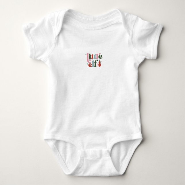 Cute Little Elf Christmas Quote Baby Bodysuit (Front)